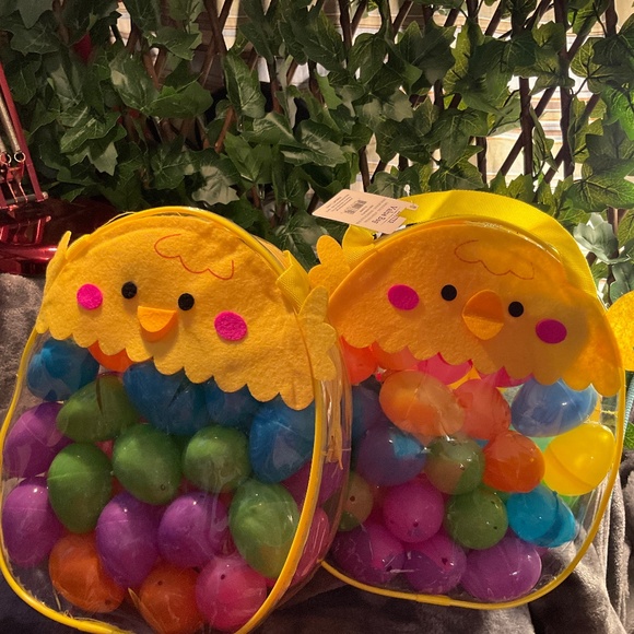2 New Zippered Chick Easter Egg Value Bags  - 2 Bags & 80 Plastic Eggs - Picture 9 of 13